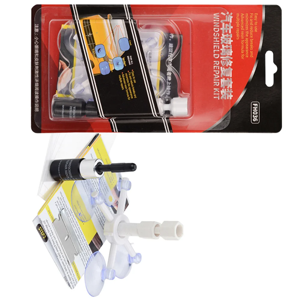 

1 set Glass Repair Tool Kit For Car Windshield Diy Auto Crack Fix Set Half-Moon Combination Cracks Sealing Adhesive