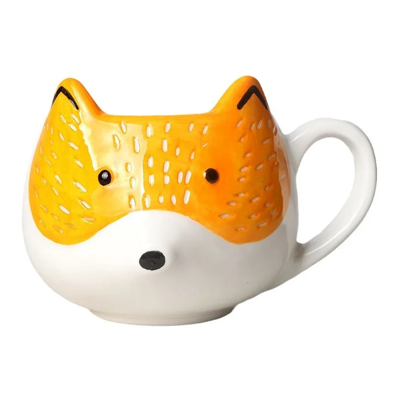 Cartoon Fox Ceramic Mugs Creative Coffee Cups Cute Animal Milk Cup Breakfast Mug Kitchen Drinkware Birthday Gifts view 6