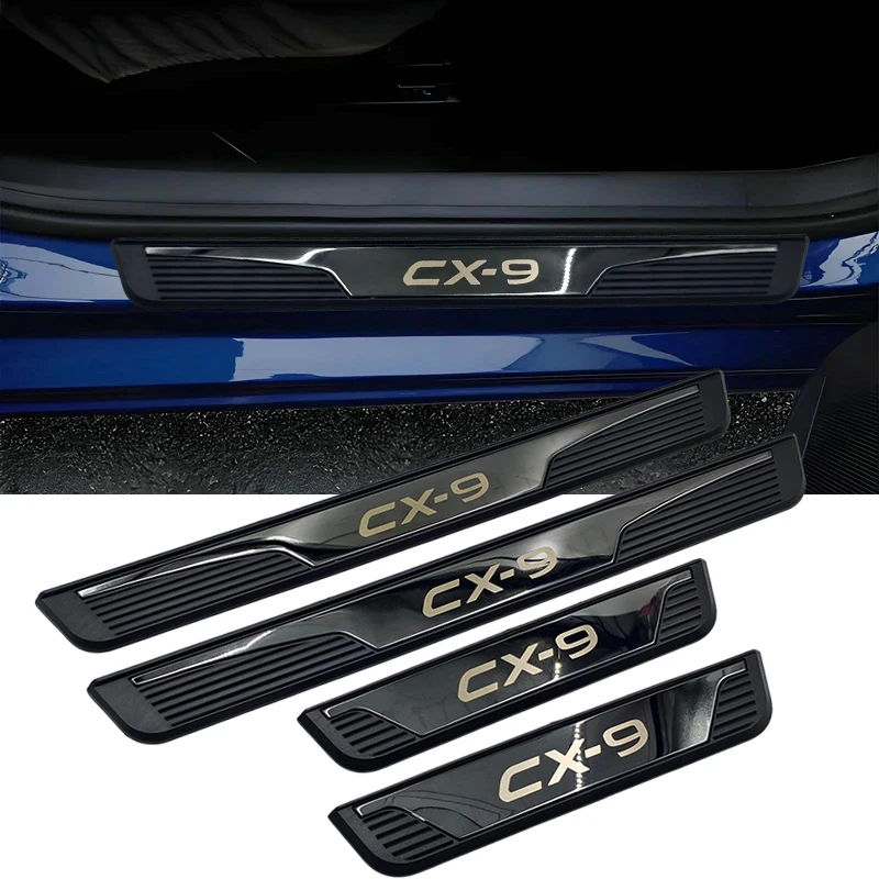 For Mazda CX-9 CX9 2016 2017 2018 2019 2020-2023 Car Scuff Plate Door Sill Stainless Steel And ABS Decoration Cover Accessories