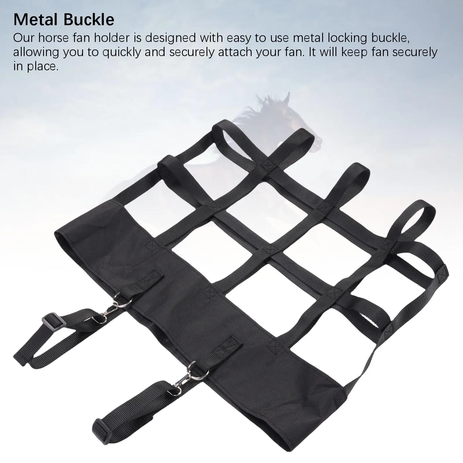 حامل مروحة صندوق معلق على شكل حصان كشك مروحة حقيبة مستلزمات مستقرة جلب الراحة النايلون متعددة الأغراض حامل مروحة الويب المعلق على شكل حصان #5