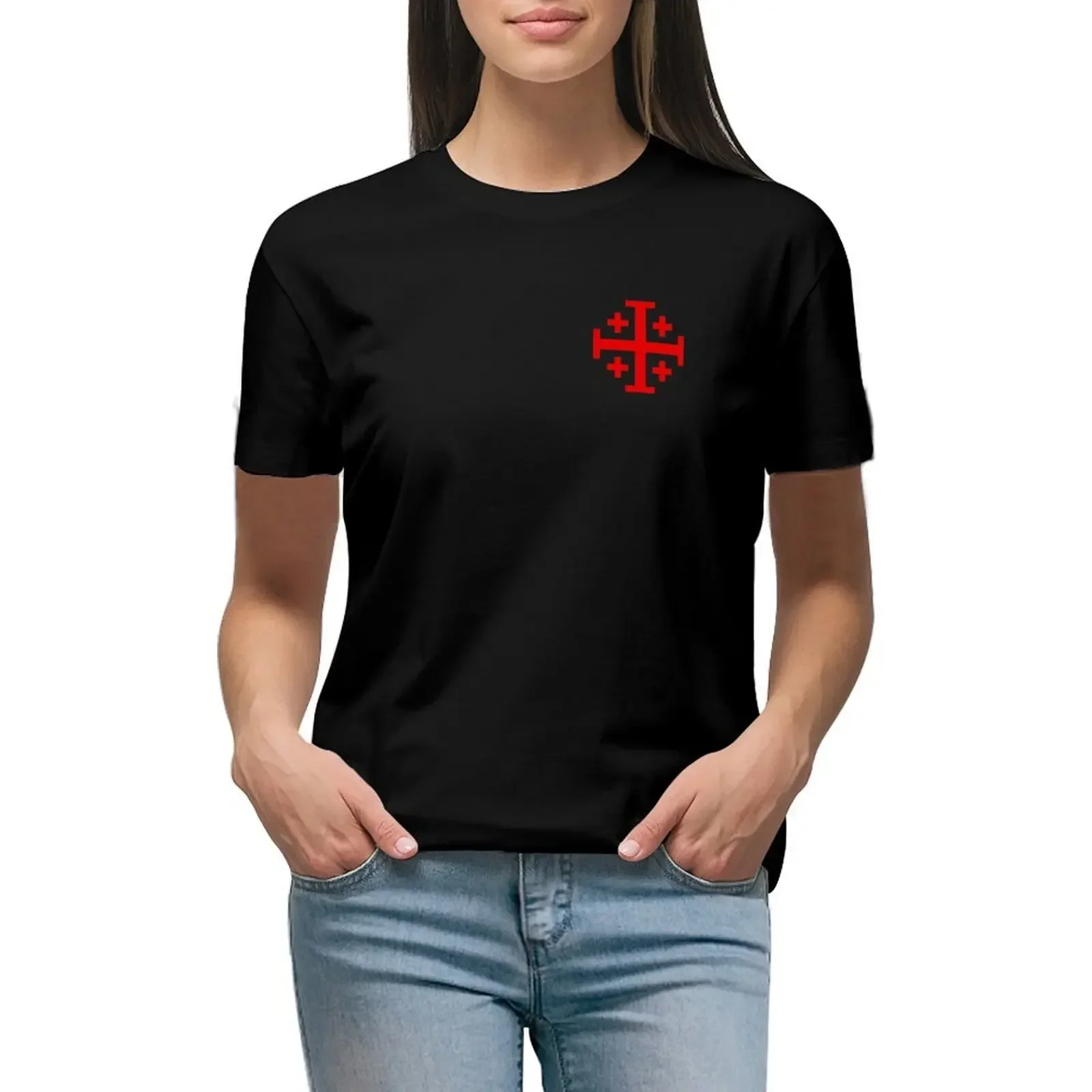 Knights Templar Jerusalem Cross Printed Pattern Casual Harajuku fashion Summer all-purpose T-shirts for men and women