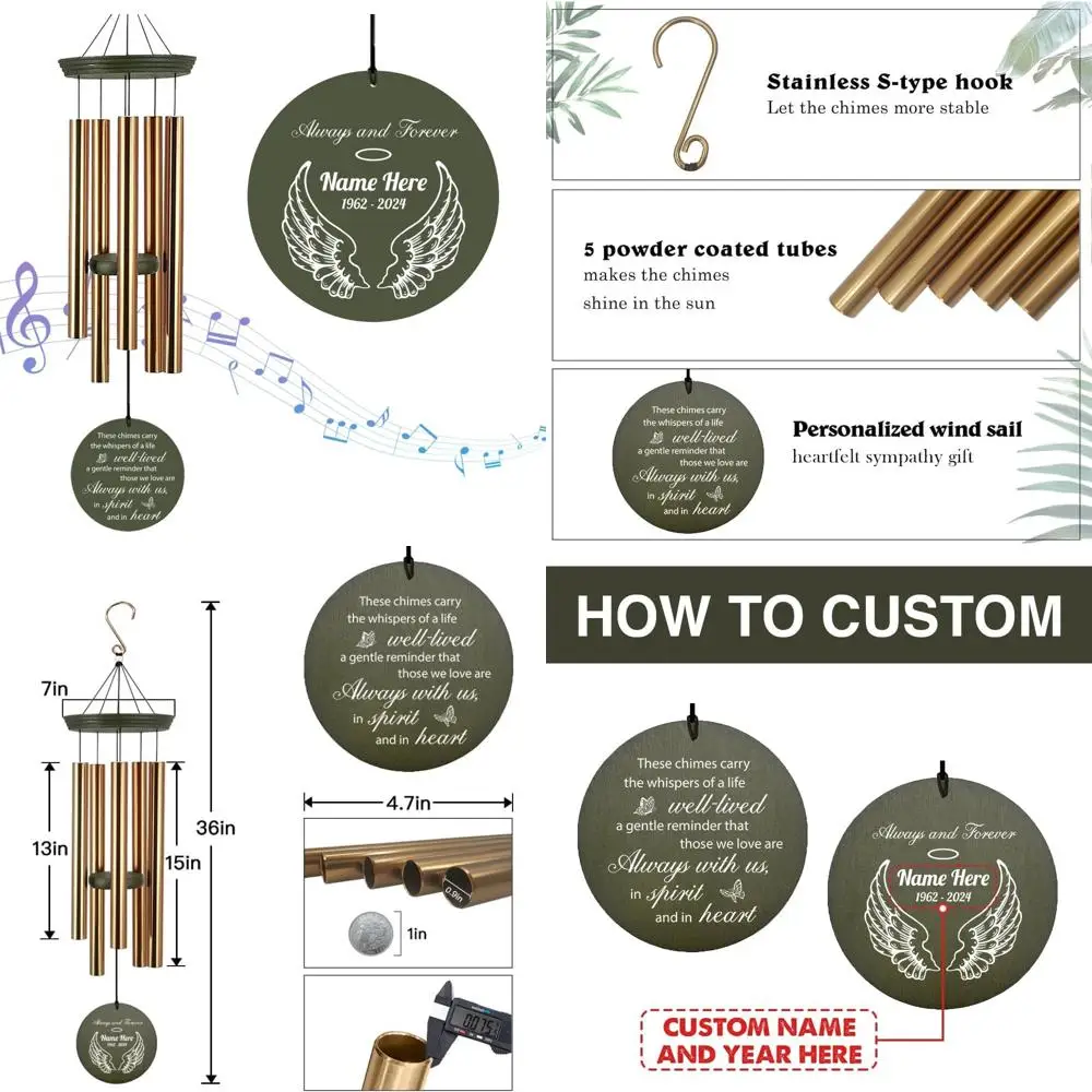 

36-inch angel wings memorial wind chimes: a heartfelt tribute to cherished parents