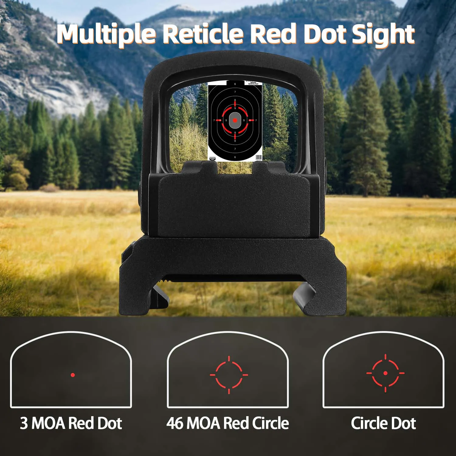 HHC17C Multiple Reticles Red Dot Sight 3 MOA Dot 46 MOA Circle Mini Optic Shake Awake Reflex Sights (with Picatinny Mount)