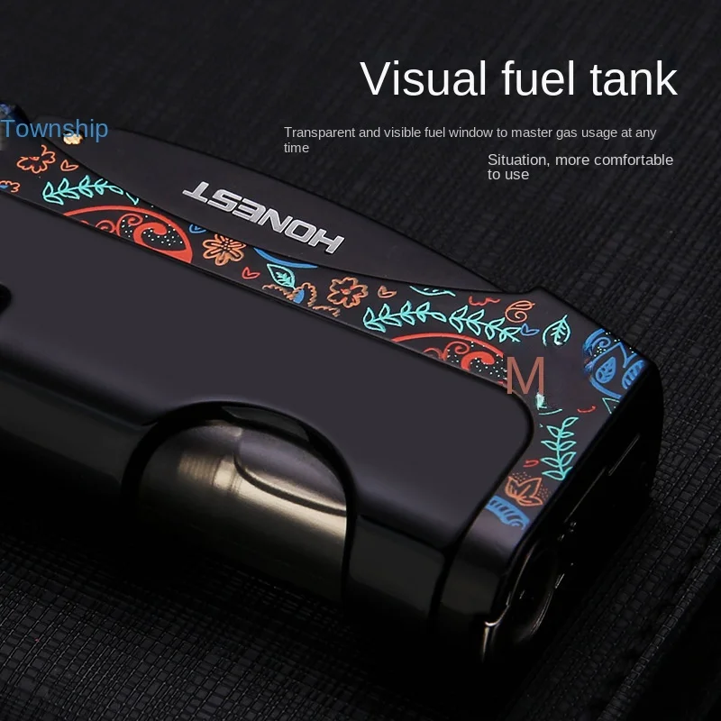 High-grade Metal Windproof Cigar Cigarette Lighter Jet Torch Gas Flames Unusual Lighters Smoking Accessory Butane Gadgets for Me