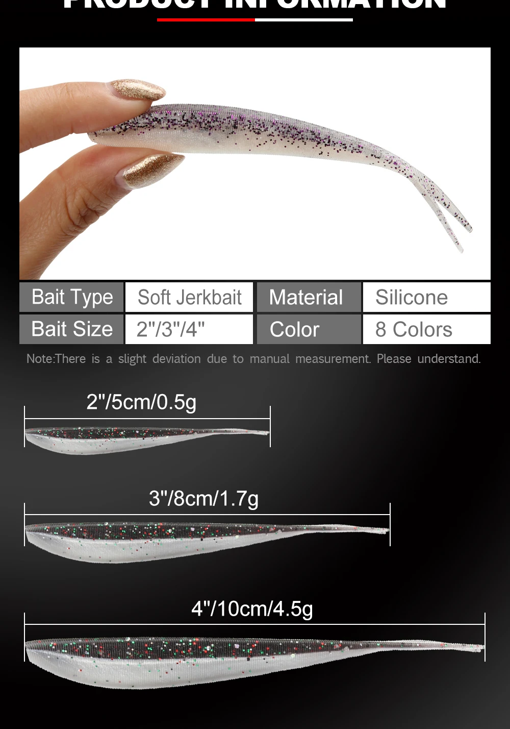 Spinpoler 2" 3" 4" weiche Angelköder Jerk Minnow Shad Drop Shot Soft Bait Swimbait Split Tail für Bass Forelle Pike Walleye Pesca – Detail 2