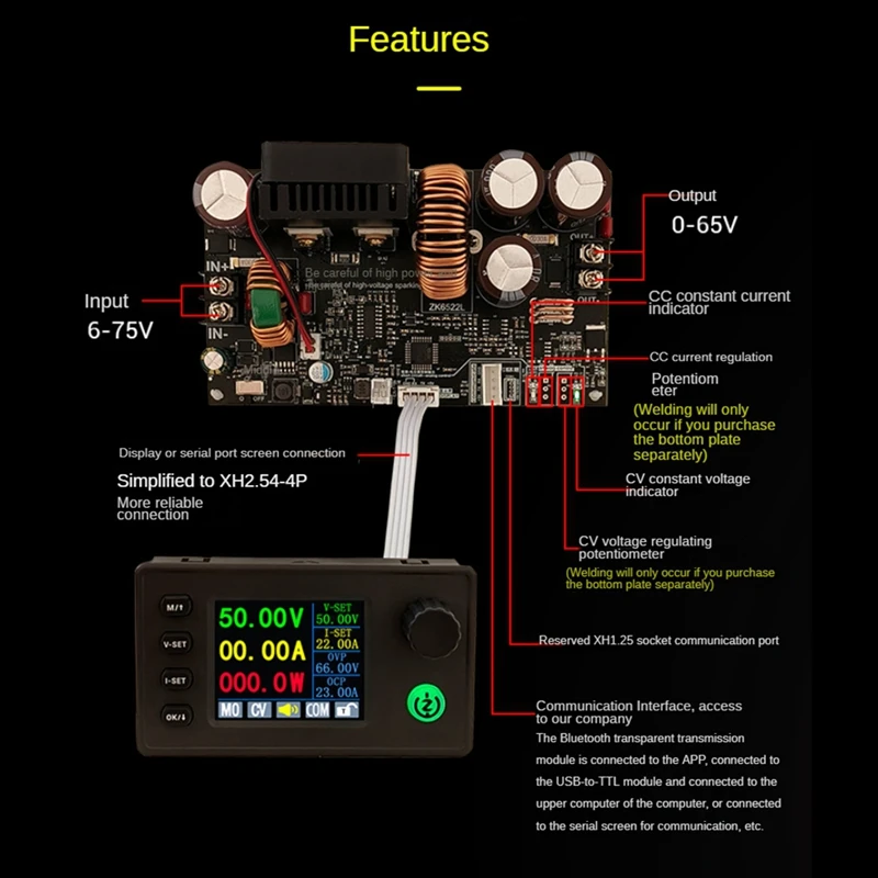 Imagem -04 - Cnc Step-down dc Power Supply Tensão Ajustável e Tensão Constante Módulo de Corrente Constante 1430w Zk6522c