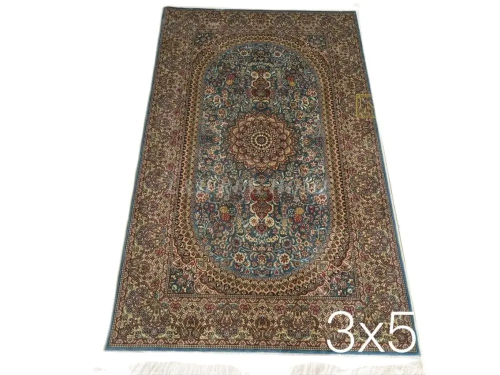 

Free shipping 3'X5' 230 Line Handmade Silk Oriental Persian Rug hand Knotted silk carpet for home decoration