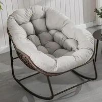 Villeston Outdoor Papasan Rocking Chair - Oversized Comfy Patio Chair Indoor Egg Royal Rattan Rocking Chair With Cushion