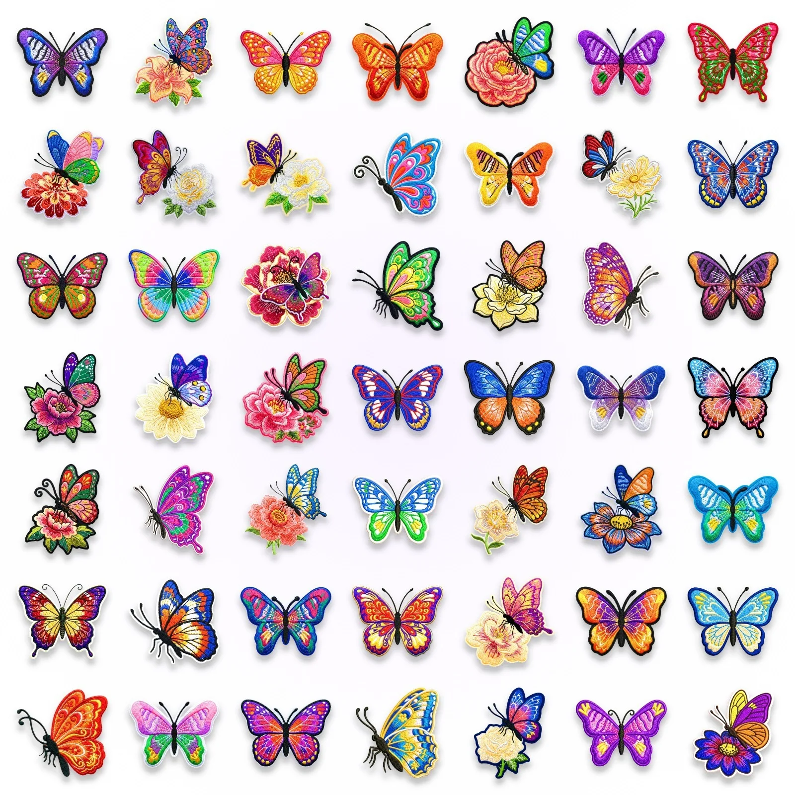 50 Pcs Embroidery Style Butterfly PET Stickers Creative Artistic Transparent Waterproof Decals for Journal Laptop Phone Case