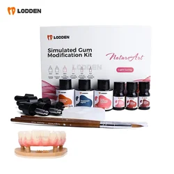LODDEEN Dental Simulated Gum Modification Kit Light Curing Stain Glaze & Paste for PMMA Acrylic Temporary Gums Crown Staining