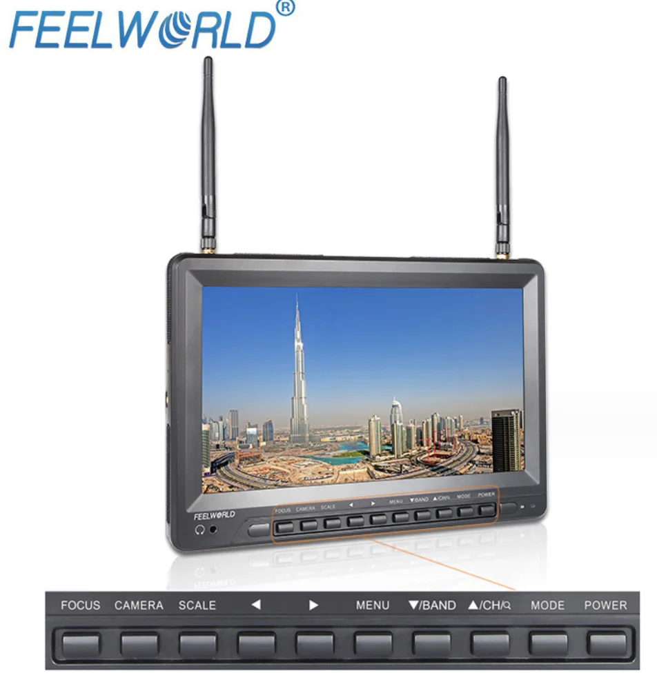 Feelworld FPV1032 10.1 Inch IPS FPV Dual 5.8G 32CH Diversity Receiver Built-In Battery 1024x600 Wireless Monitors s