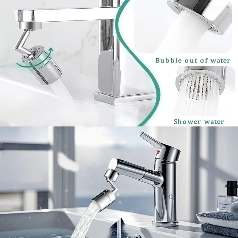 Splash-Proof 720° Rotating Tap Aerator Universal Water Saving Faucet Extender Swivel ABS Spray Head Adapter for Bathroom Kitchen
