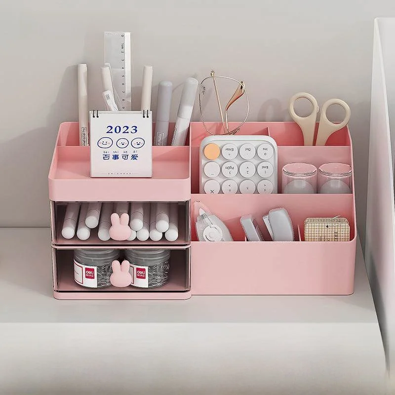 

Desktop Organizer Box Plastic Transparent Drawer Style Cosmetic Stationery Storage Box Display Shelf Multi-Compartment Tray