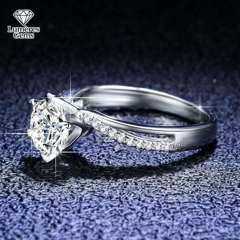 Six Claws Round 1 Carat VVS1 D Color Moissanite Diamond PT950 Platinum Ring, Ideal Women'S Wedding Jewelry