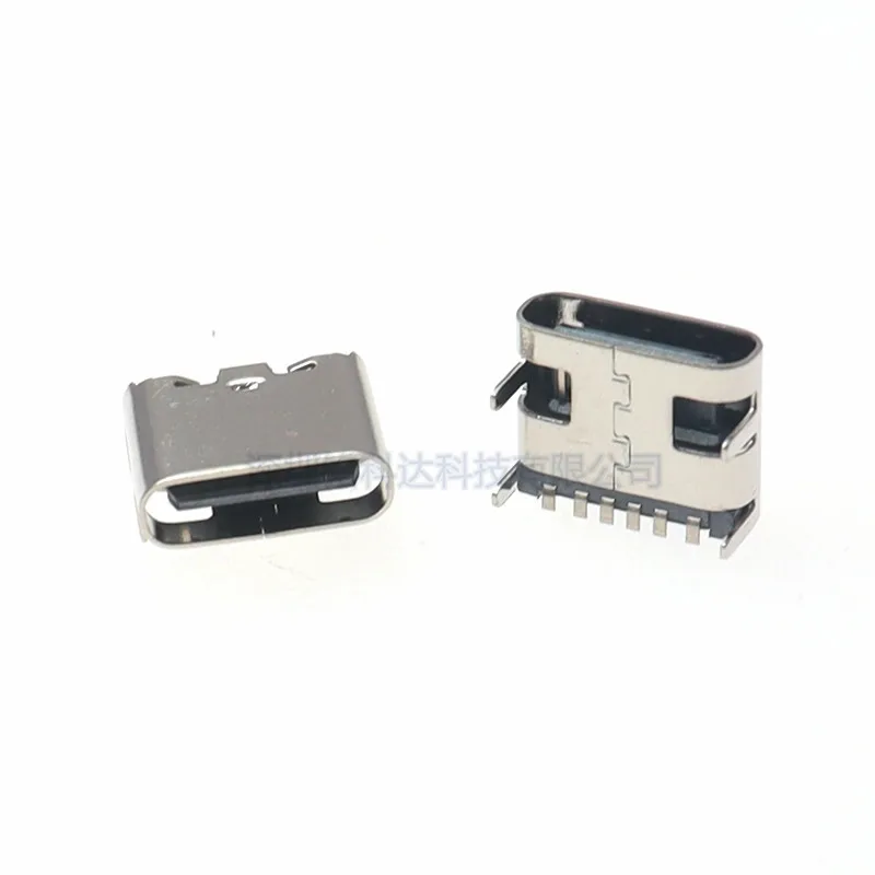 50pcs/lot Type C 6 Pin USB SMT Socket Connector USB 3.1 Type-C Female Placement SMD DIP For PCB design DIY high current charging