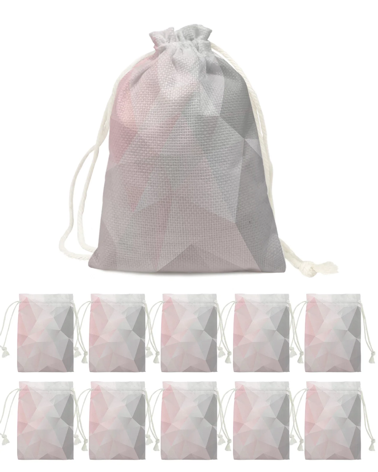 Geometric Pink Gray Gradient Triangle Candy Bags Santa Gift Bag Home Party Decor Navidad Xmas Linen Gift Bags Packing Supplies