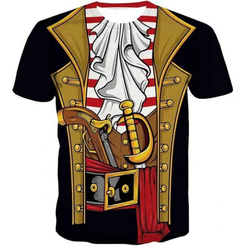 

2025 New Pirate Cosplay Short Sleeve T-shirt Funny Tees 3D Printed T Shirts For Men Women Summer Tee Trend Street Unisex Clothes