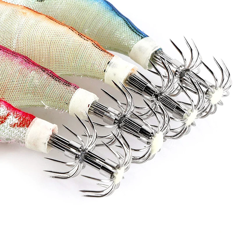 5 Stücke Angeln Locken 8 cm/10 cm/12 cm Leucht Tintenfisch Jig Angeln Holz Garnelen Köder Tintenfisch tintenfisch Jig Köder Köder Angeln Zubehör – Detail 4