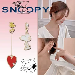 New Snoopy S925 Silver Needle Earrings Cartoon Women's Earrings Drip Glaze Love Personality Simple Jewelry Birthday Gift Jewelry