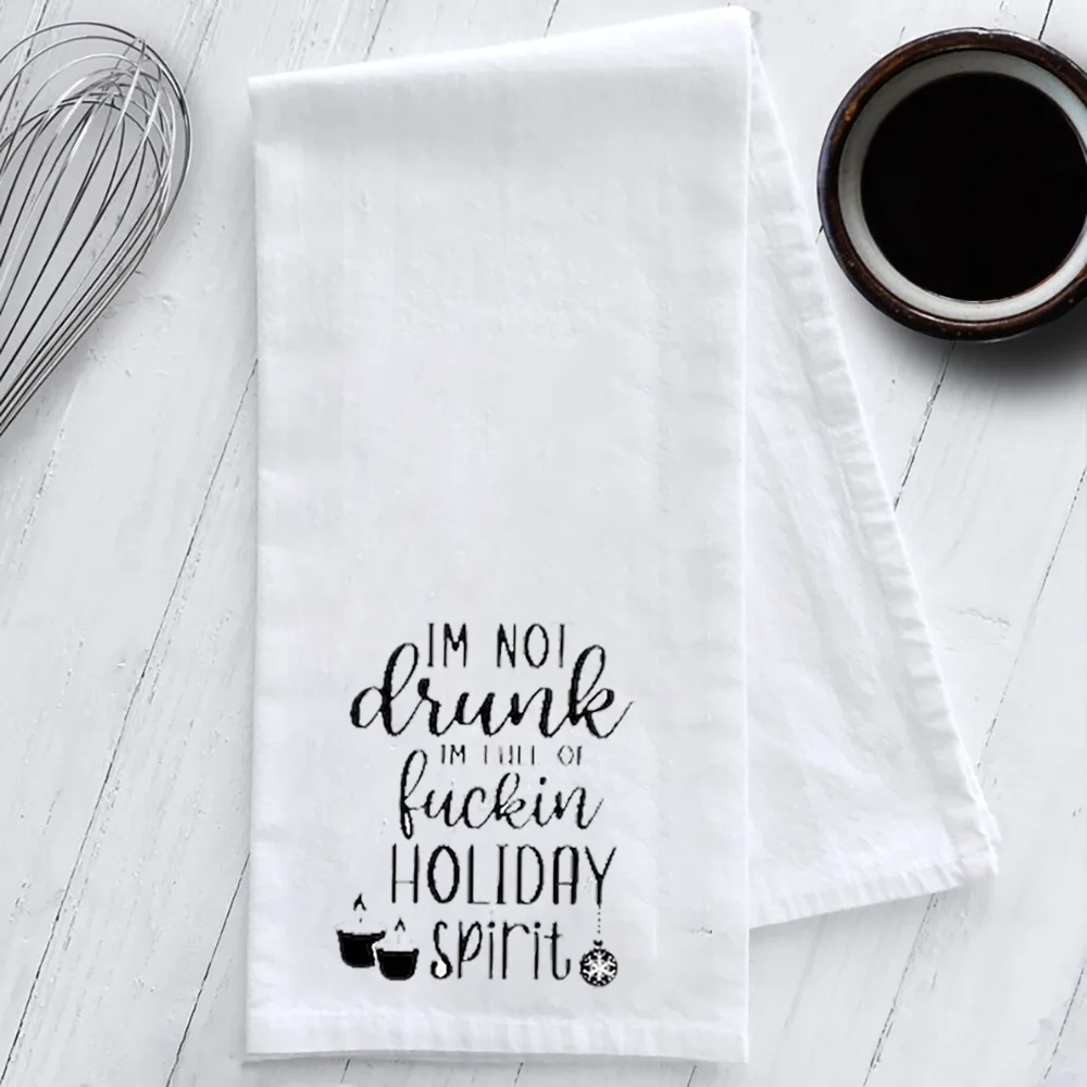 Je ne suis pas ivre, je suis plein d'esprit de vacances, serviette de cuisine joyeux noël, Festival 