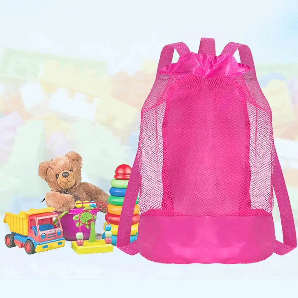 Mesh Drawstring Backpack Bag, Beach Backpack Mesh Bag for Swimming, Beach, Swim, Kids Pool Toys Storage Bag for Shell Collecting