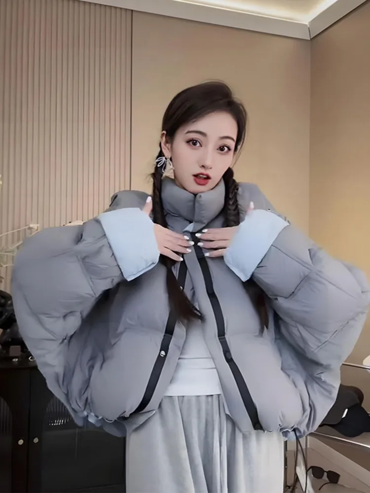 

Модная зимняя женская свободная хлопковая куртка-пуховик в корейском стиле, теплая, стильная, с длинными рукавами, стандартной длины