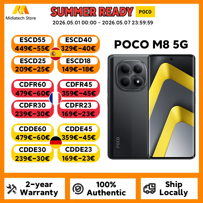 Version Globale POCO M8 5G, Smartphone Snapdragon 6 Gen 3, Appareil Photo 50MP, Écran AMOLED 6.77'', Batterie 5520mAh, Charge Rapide 45W, Téléphone Portable POCO