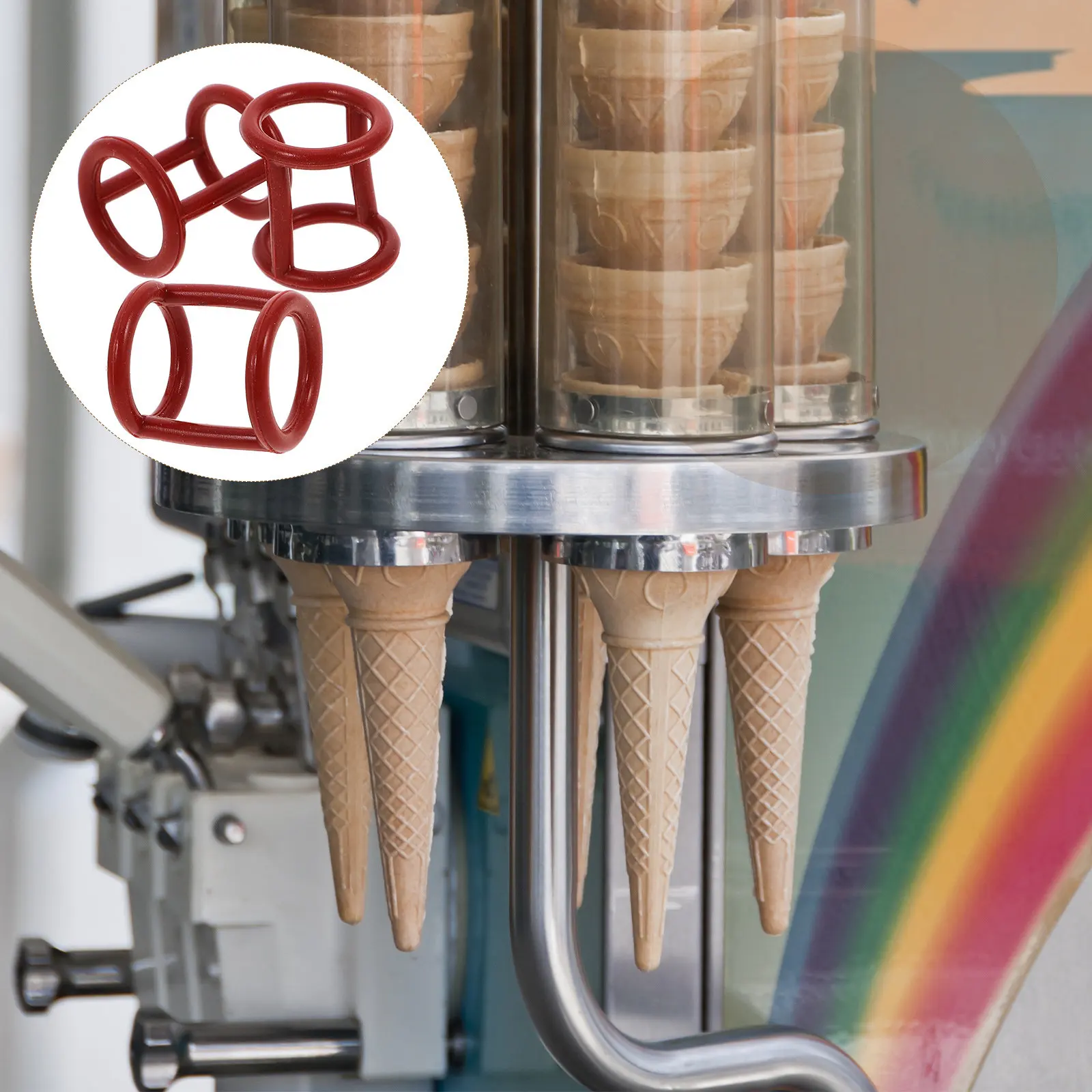 

3Pcs Ice Cream Machine Replacement Seal Ring I-Shaped Silicone Prevents Flavor Mixing Dependable Sealing Gasket