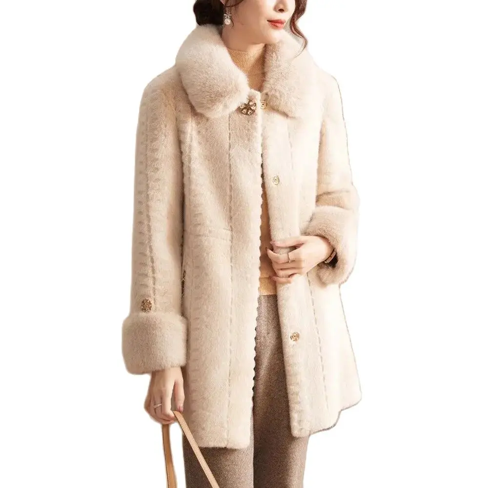 

Lovepeapomelo Coat Button Regular Long Casual Full Slim Fur Faux Fur Jackets For Women Low Price