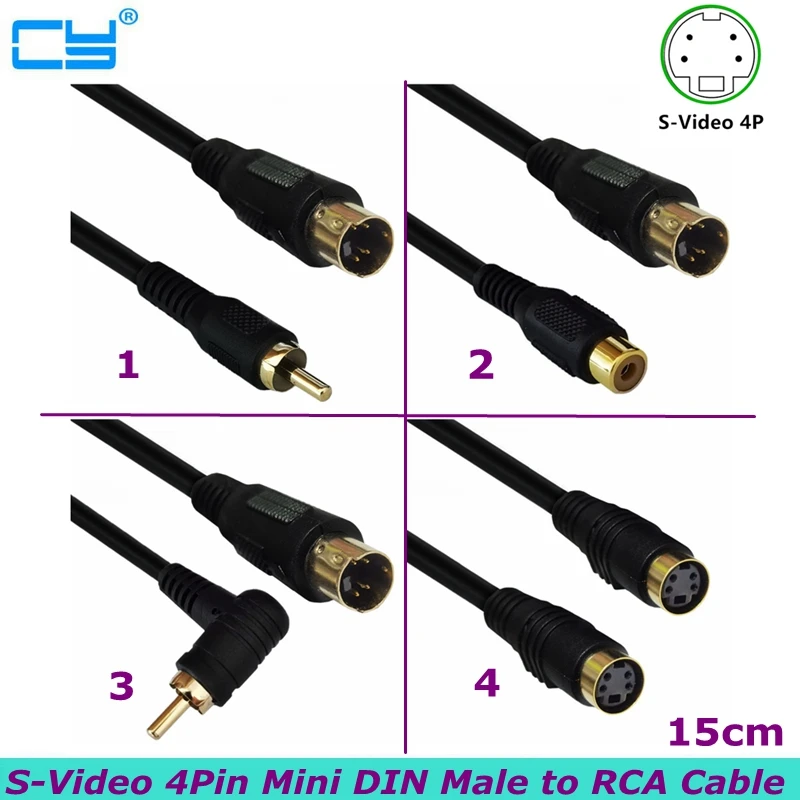 Ancable S-Video 4Pin Mini DIN Male to RCA Female Composite Adapter Cable to Connect PC Laptops with 4-Pin S-Video Jacks to TV