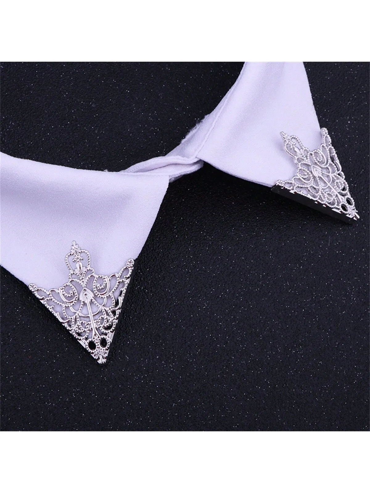 European and American retro pattern triangle collar pin accessories fashion men and women hollow crown collar corner badge