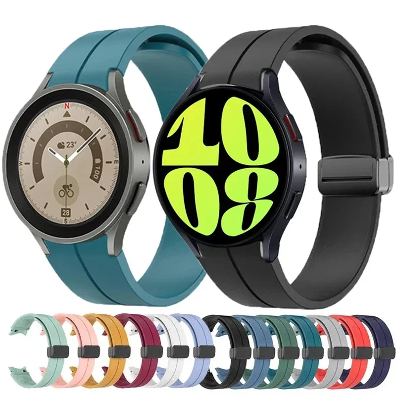 

Silicone Strap For Samsung Galaxy Watch 4 5 6 40mm 44mm/4 Classic 6 Classic Watch 5 Pro 45mm Sport Band Magnetic Buckle Bracelet