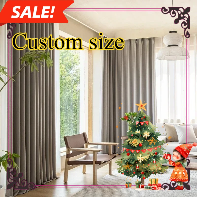 

Custom Size Blackout Curtains Faux Linen Thermal Insulated Drapes for Bedroom Living Room Home Door Screen Shutter