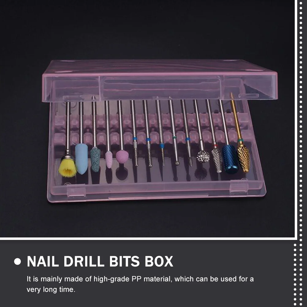 4 Pcs Grinding Head Storage Box Light Purple Case Finishing Nail Drill Bit Bits Holder Green Pp Organizer Pink