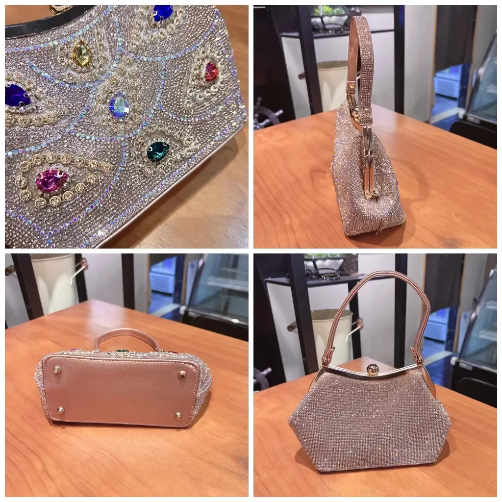 Luxury Designer Glitter Women's Handbag Crystal Shiny Rhinestone Diamond Evening Bag Wedding Party Clutch Purse Shoulder Bag