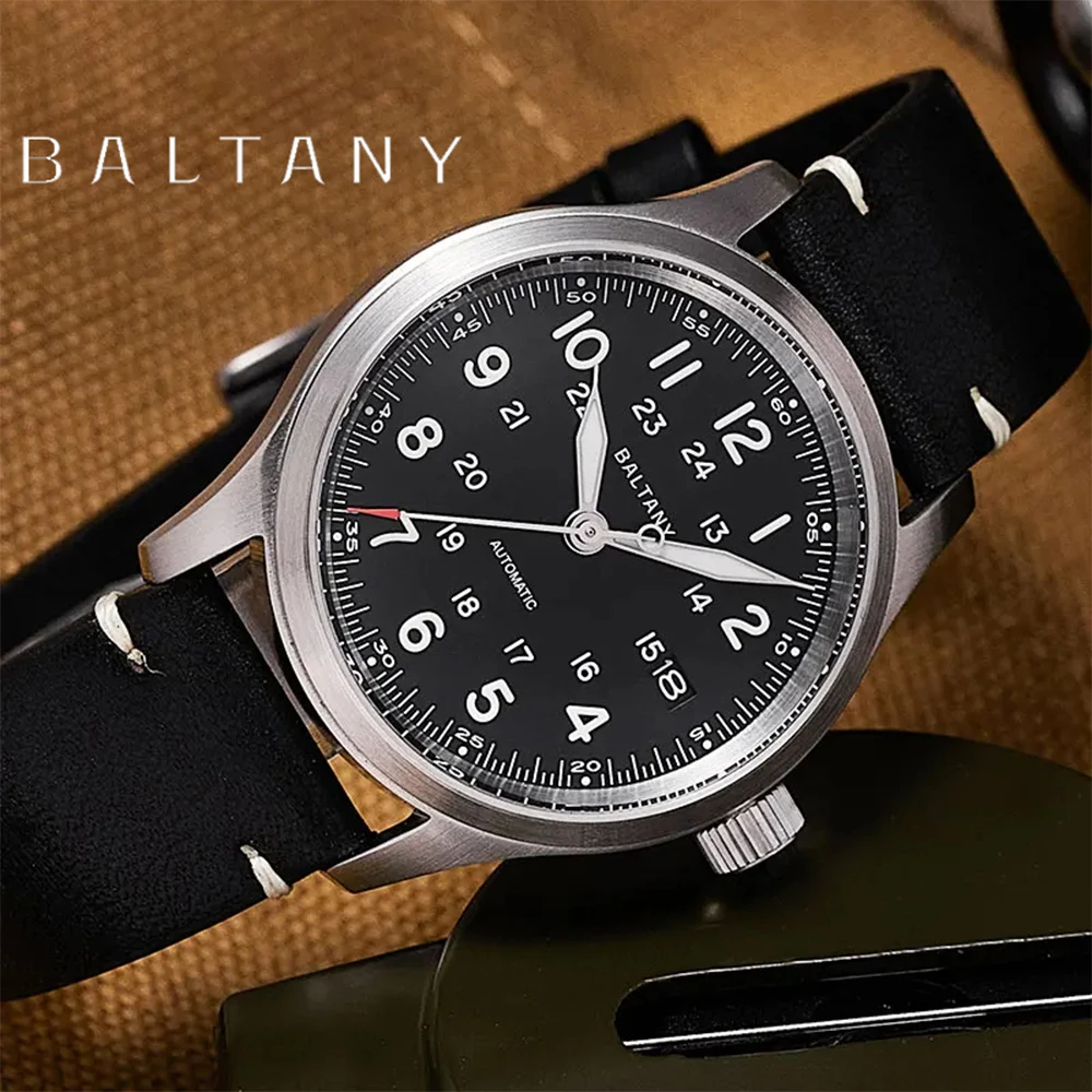 Baltany S2049 Military Field Homage Watch Men\'s Automatic Mechanical  Watches NH35 Vintage Sapphire Stainless Steel watch