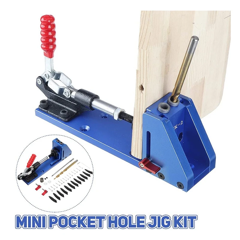 Pocket Hole Jig Kit Aluminum Pocket Hole Jig For DIY Carpentry Projects, Wood Toggle With Drilling Bit Hole