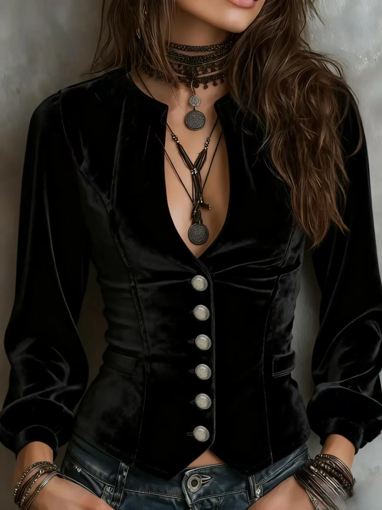 Veste gilet en velours solide pour femme, élégante, col en V, haut à boutons, Cardigan décontracté, sans manches, Slim, Vintage, manteaux d'extérieur, automne hiver