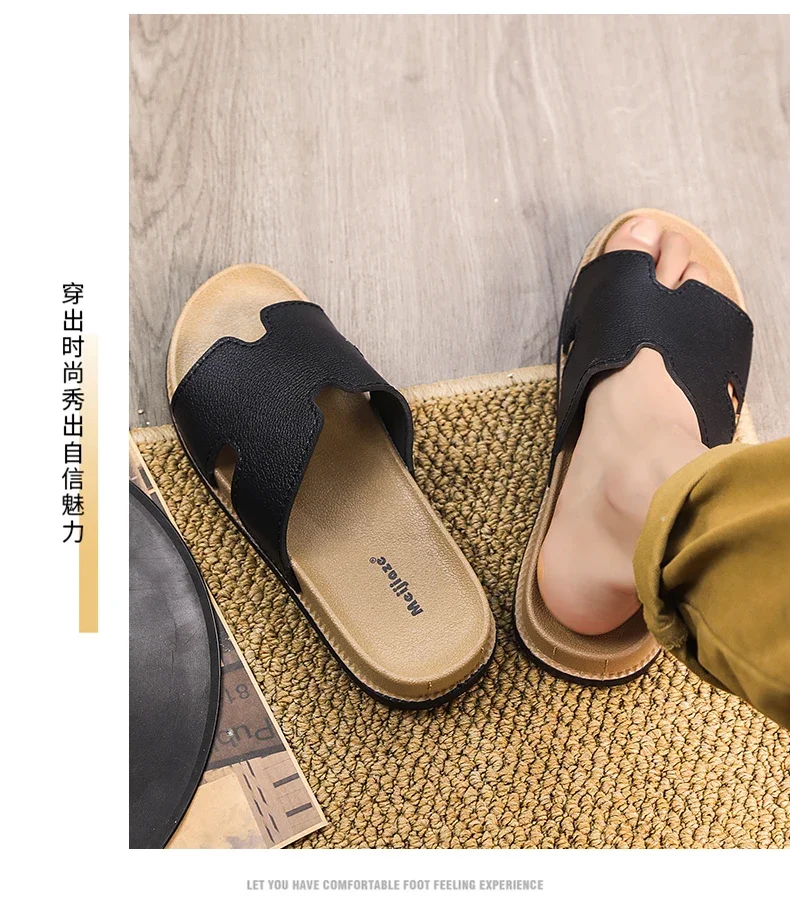 Modische schwarze Herren-Slipper, bequeme, weiche Plateau-Slipper für Herren, Designer-Freizeitslipper, Outdoor-Strandschuhe, Herren-Slides – Detail 10