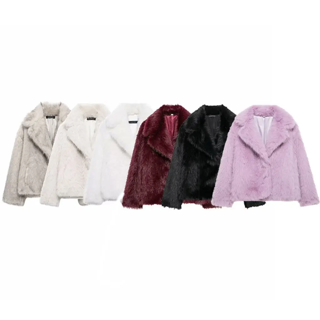 

Женская модная шуба с лацканами, осень-зима, европейско-американский стиль, фиолетовая, зеленая, оптовая продажа одежды