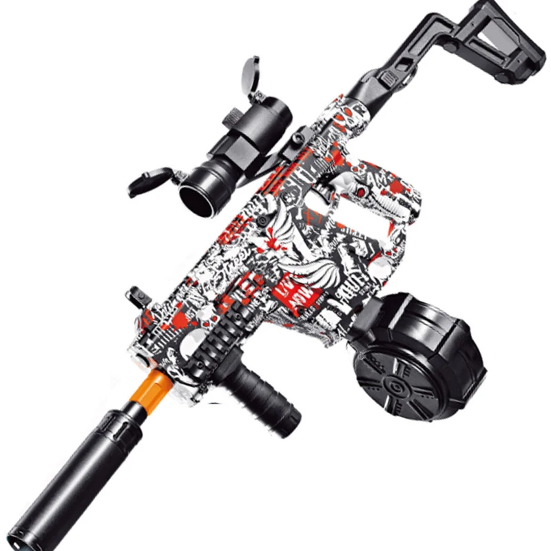 Pistola blaster de gel de longo alcance, até 30m, 7.4v, bola de gel elétrica automática com 500 rodadas, brinquedo de combate ao ar livre totalmente automático, presentes