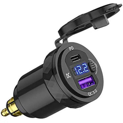 DIN Hella Plug to USB C PD 3.0 QC 3.0 USB Зарядное устройство Адаптер питания Вольтметр с переключателем включения-выключения для мотоцикла BMW Ducati Triumph