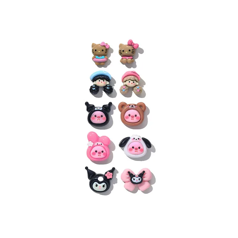 Cute Kuromi small beaver Cinnamoroll Hello Kitty resin nail art accessories Cartoon accessories