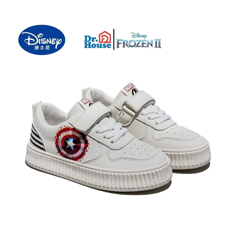 Disney-zapatos de tablero de dibujos animados para niños, modelos de marca compartida de la serie Capitán América, medianos y grandes