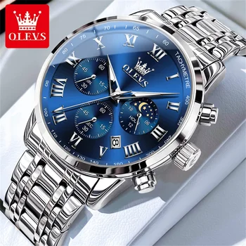 OLEVS 5529 Luxus Quarzuhr Für Männer Römische Skala Mondphase Chronograph Mann Uhren Wasserdicht Leucht Kalender Armbanduhr