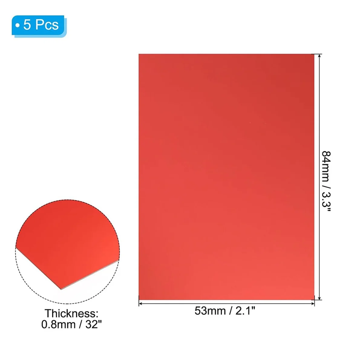 3.3x2.1x1/32inch Anodized Aluminum Sheet, 5Pcs Metal Rectangle Aluminum Plate 0.8mm for Laser Engraving DIY Decorative C