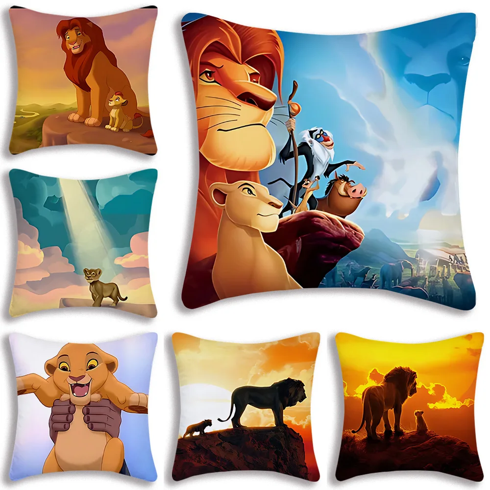 Cartoon Kawaii Simba lion king Pillow Covers Cartoon Sofa Decorative Home Double-sided Printing Short Plush Cute Cushion Cover