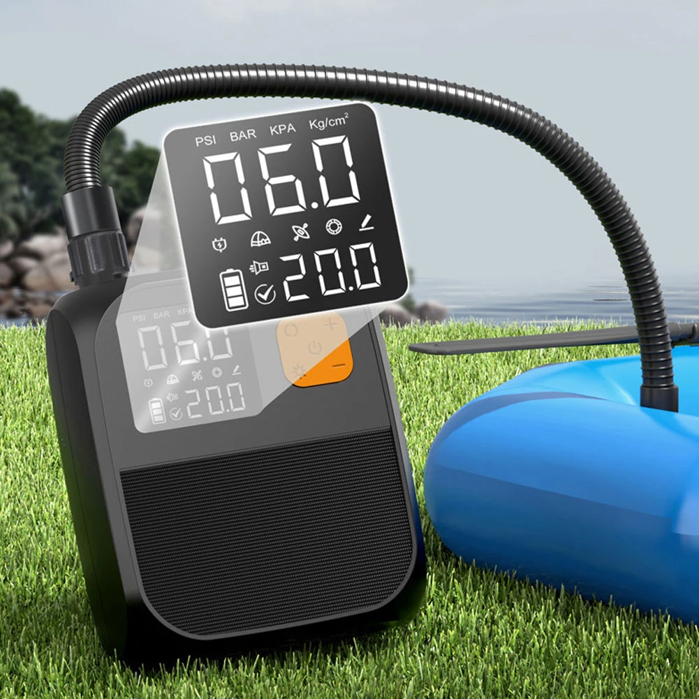 

Portable Electric Air Pump 80W Wireless SUP Pump Rechargeable Paddle Board Pump LED Lighting For Inflatables Kayaks And Boats