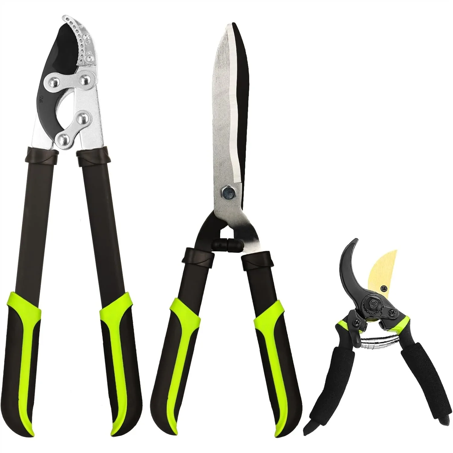 

3-Piece Loppers Hedge Clippers & Pruners Set, Tree Trimmer Branch Cutter for Yard Lawn Garden with Compound Action for 4x Power