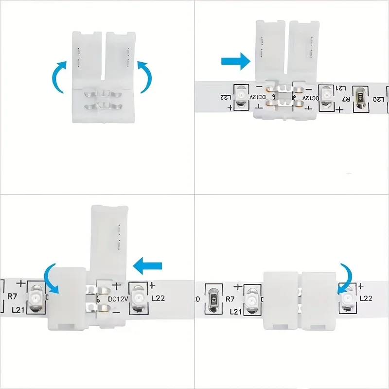 10/20 pz LED Strip Connector 8mm 10mm 2 Pin 4 Pin 3528 5050 RGB Single Color Solderless PCB Board Wire Free saldatura connettori